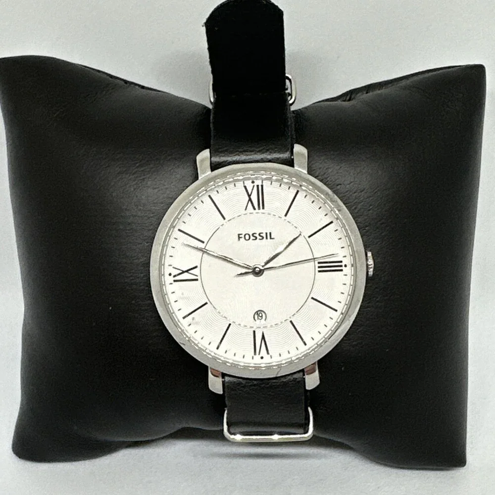 Fossil Jacqueline ES3433 Women's Black Leather Analog Dial Quartz Watch HME722